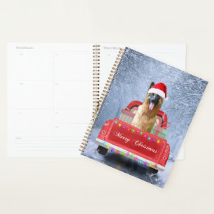German Shepherd Dog in Snow sitting in Christmas Planner
