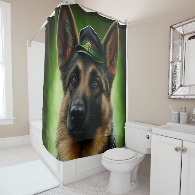 German Shepherd Dog in St. Patrick's Day Dress (In Situ)