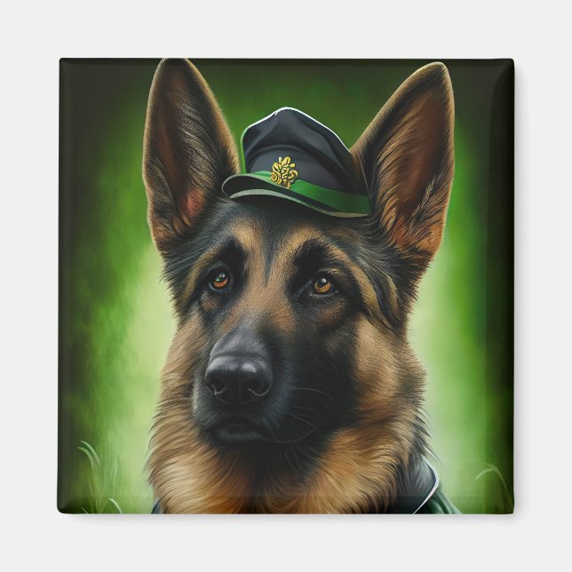 German Shepherd Dog in St. Patrick's Day Dress Magnet (Front)