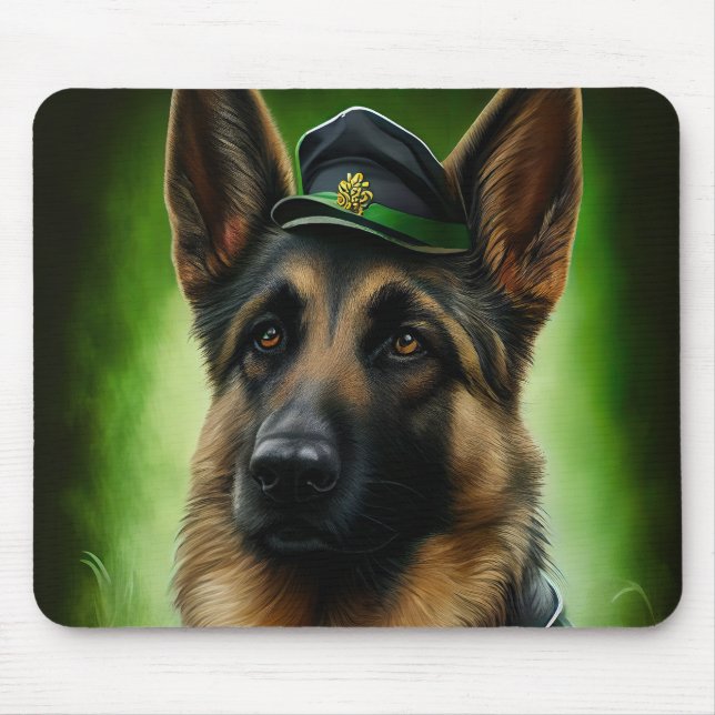 German Shepherd Dog in St. Patrick's Day Dress Mouse Pad (Front)
