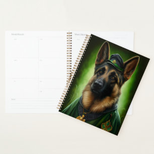 German Shepherd Dog in St. Patrick's Day Dress Planner