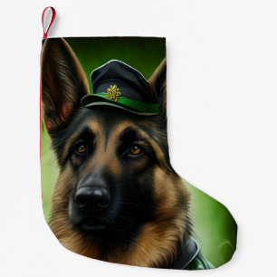 German Shepherd Dog in St. Patrick's Day Dress Small Christmas Stocking