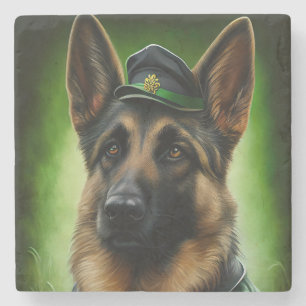 German Shepherd Dog in St. Patrick's Day Dress Stone Coaster