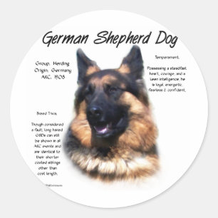 German Shepherd Dog (longhair) History Design Classic Round Sticker