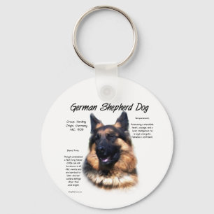 German Shepherd Dog (longhair) History Design Keychain
