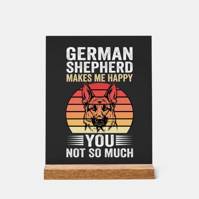German Shepherd Dog Lover Funny Retro Acrylic Sign (Front)