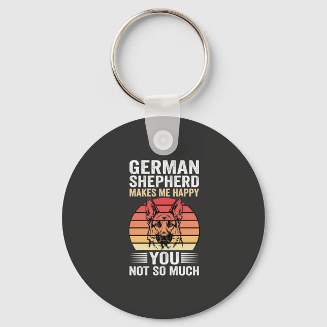 German Shepherd Dog Lover Funny Retro Keychain (Front)