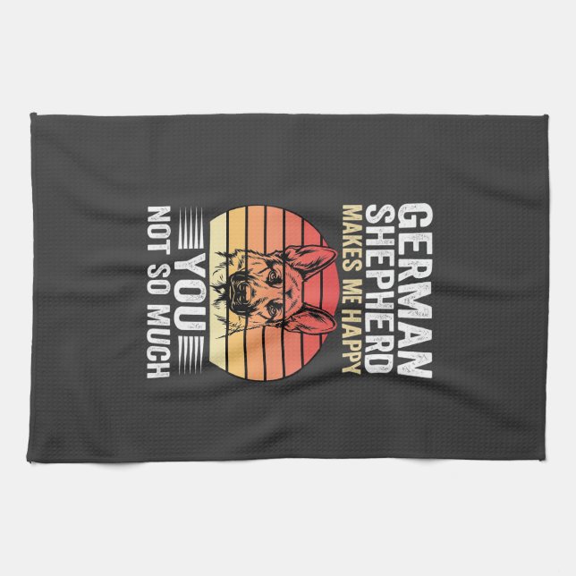 German Shepherd Dog Lover Funny Retro Kitchen Towel (Horizontal)