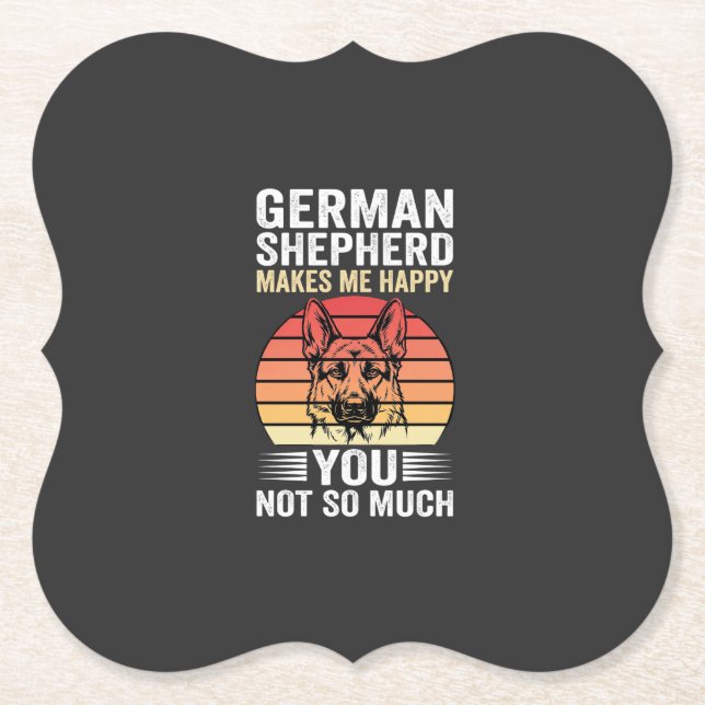 German Shepherd Dog Lover Funny Retro Paper Coaster (Front)