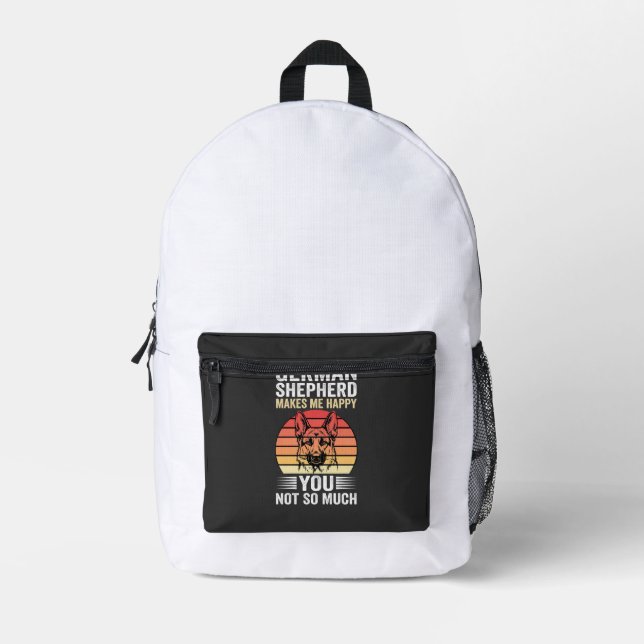German Shepherd Dog Lover Funny Retro Printed Backpack (Front)