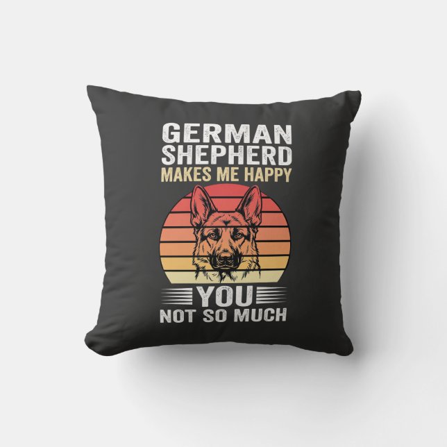 German Shepherd Dog Lover Funny Retro Throw Pillow (Front)