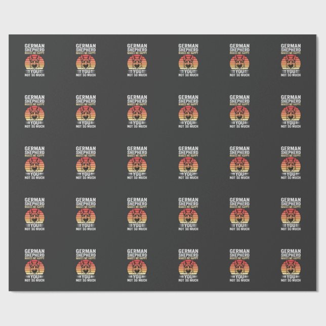 German Shepherd Dog Lover Funny Retro Wrapping Paper (Flat)