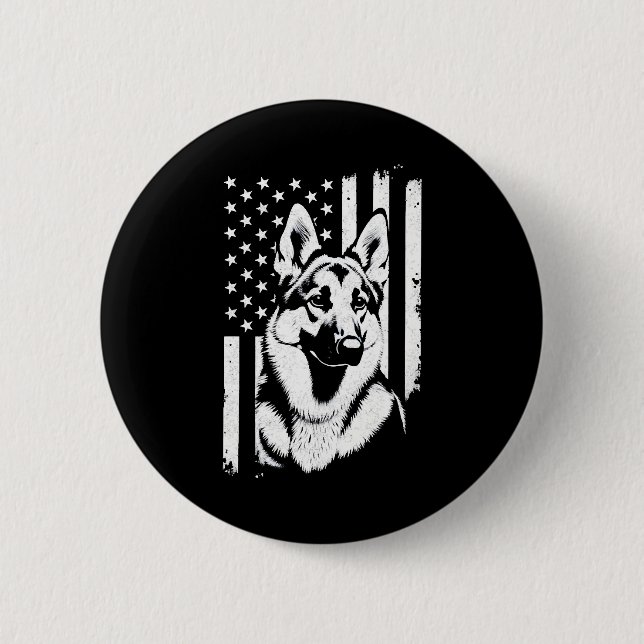 German Shepherd Dog Lover USA American Flag   2 Inch Round Button (Front)