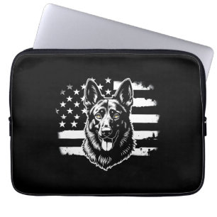 German Shepherd Dog Lover USA American Flag 4th Laptop Sleeve