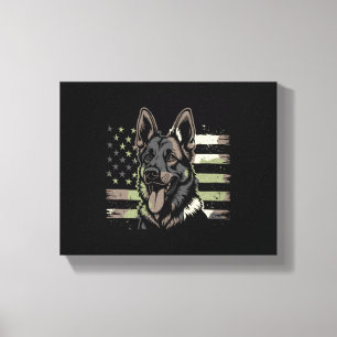 German Shepherd Dog Lover USA American Flag 4th Of Canvas Print