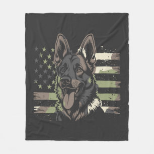 German Shepherd Dog Lover USA American Flag 4th Of Fleece Blanket