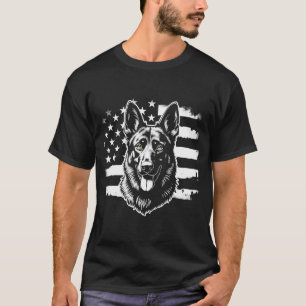 German Shepherd Dog Lover USA American Flag 4th T-Shirt