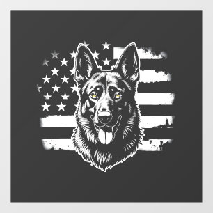German Shepherd Dog Lover USA American Flag 4th Window Cling
