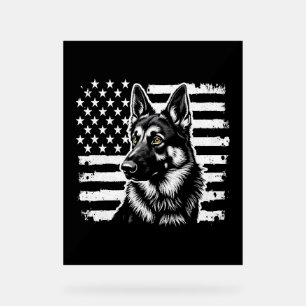 German Shepherd Dog Lover USA American Flag  Acrylic Sign