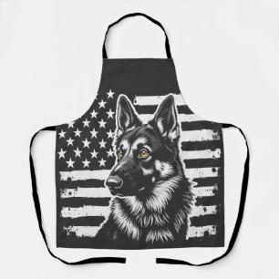 German Shepherd Dog Lover USA American Flag  Apron
