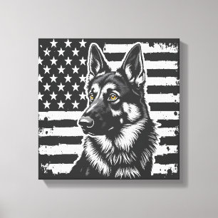 German Shepherd Dog Lover USA American Flag Canvas Print