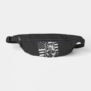 German Shepherd Dog Lover USA American Flag Fanny Pack