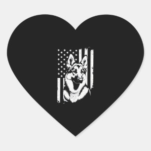 German Shepherd Dog Lover USA American Flag   Heart Sticker