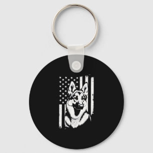 German Shepherd Dog Lover USA American Flag Keychain