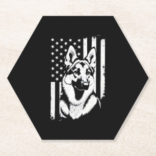 German Shepherd Dog Lover USA American Flag   Paper Coaster