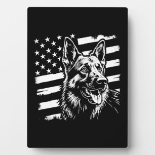 German Shepherd Dog Lover USA American Flag Plaque