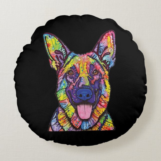 German Shepherd Dog Lovers Round Pillow (Front)