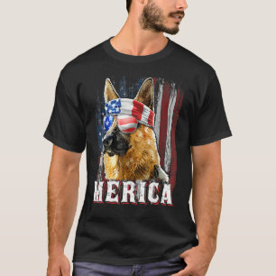 German Shepherd Dog Merica 4th Of July American Fl T-Shirt