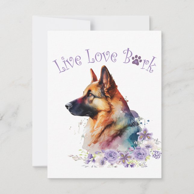 German Shepherd Dog Mom Floral Card (Front)