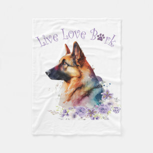 German Shepherd Dog Mom Floral Fleece Blanket