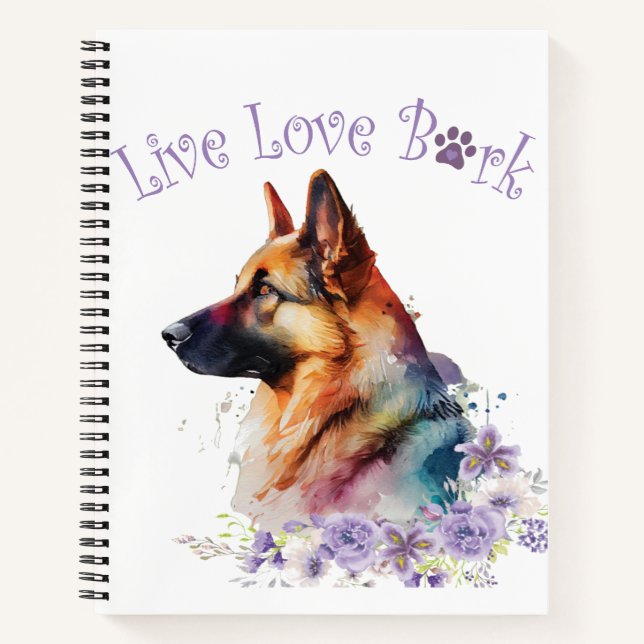 German Shepherd Dog Mom Floral Notebook (Front)