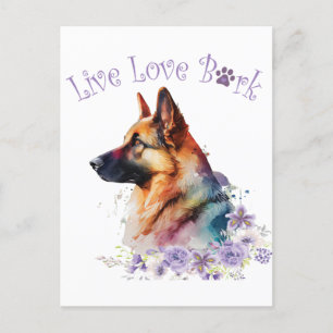 German Shepherd Dog Mom Floral Postcard