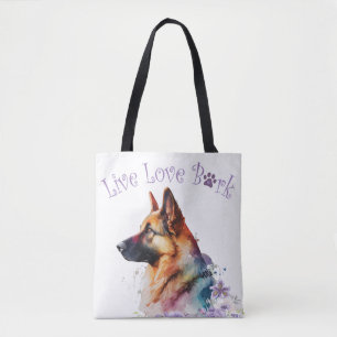 German Shepherd Dog Mom Floral Tote Bag