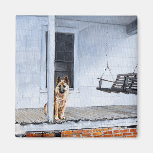 German Shepherd Dog on the Porch Magnet