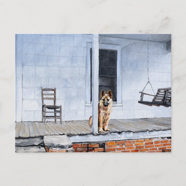 German Shepherd Dog on the Porch Postcard (Front)