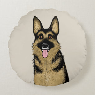 German Shepherd Dog   Original Animal Art Round Pillow