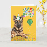 German Shepherd Dog Party Hat Yellow Birthday