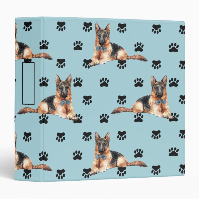 German Shepherd Dog Paw Prints Pattern Binder (Front/Spine)