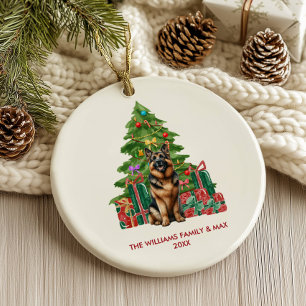 German Shepherd Dog Personalized Christmas Ceramic Ornament
