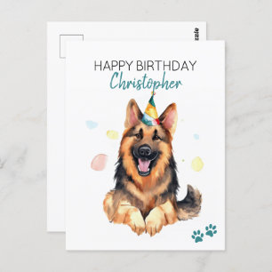 German Shepherd Dog Personalized Happy Birthday  Postcard