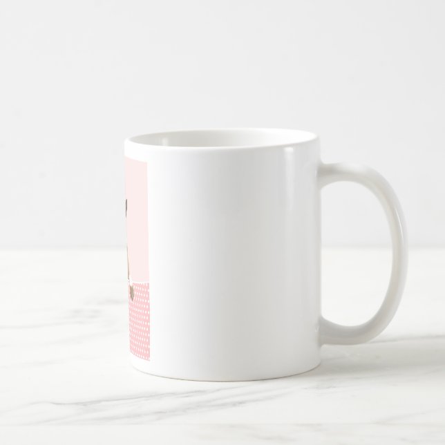 German Shepherd Dog Pink Polka Dots Coffee Mug (Right)