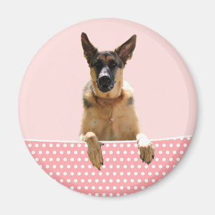 German Shepherd Dog Pink Polka Dots Magnet