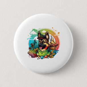 German Shepherd Dog Pirate  2 Inch Round Button