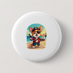 German Shepherd Dog Pirate 2 Inch Round Button