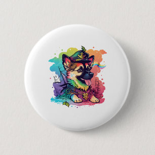 German Shepherd Dog Pirate 2 Inch Round Button