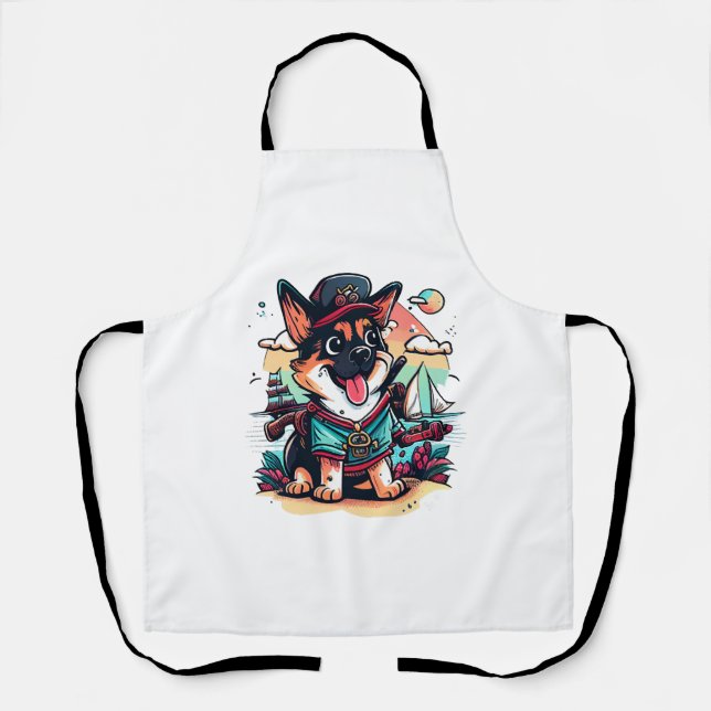 German Shepherd Dog Pirate Apron (Front)